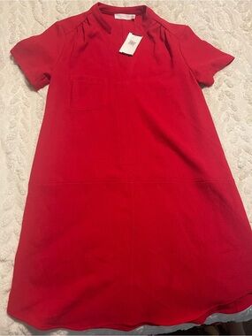 Lush Red Short-Sleeve Shift Dress
